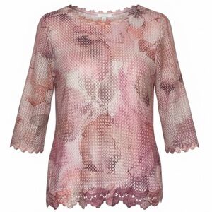 ALFRED DUNNER Casual Floral Net Blouse in Pink Size Petite Small